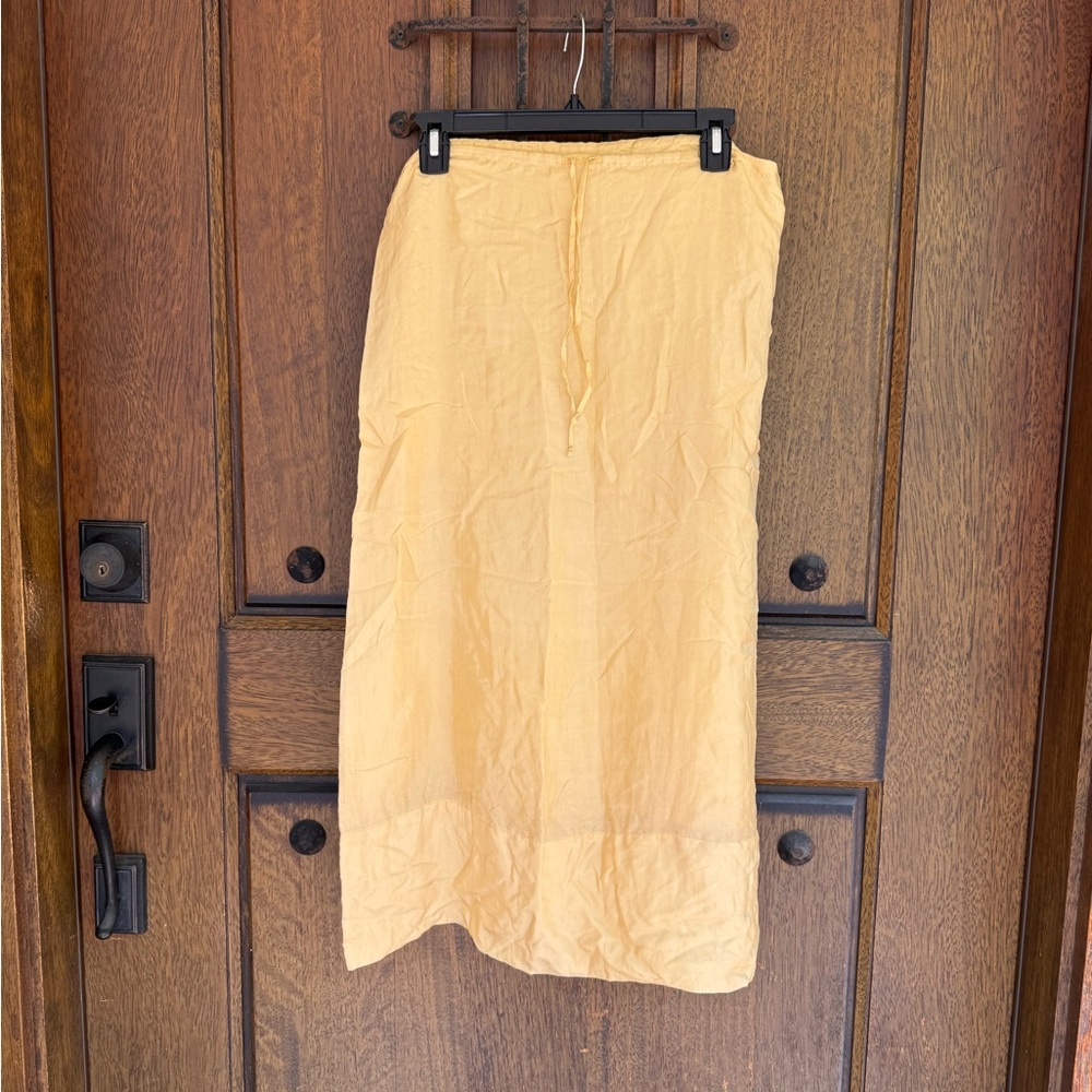 100% Silk Yellow Women's Skirt Size S